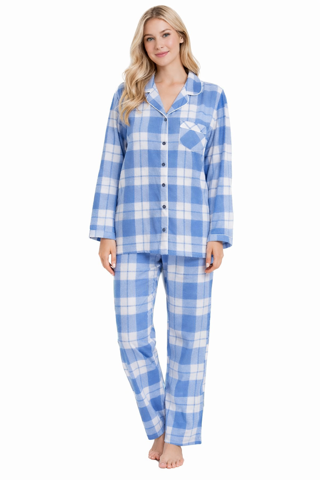 M&S Ladies Woven Y/D Check Pyjama - Pack of 12