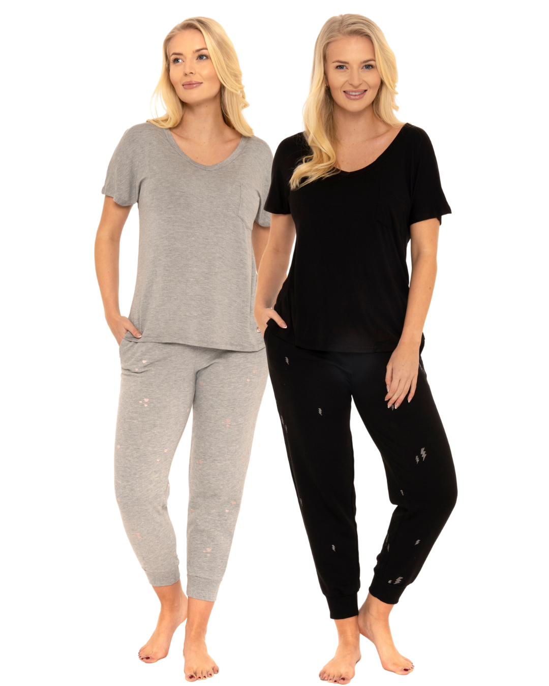 Jersey Short Sleeved Embroidered Pant Lounge Pyjamas