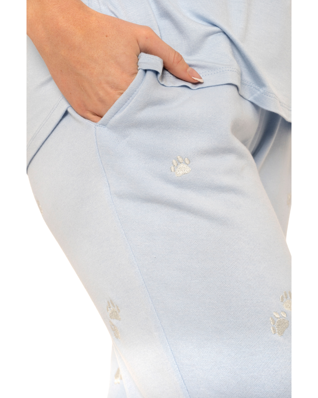 Jersey Short Sleeved Embroidered Pant Lounge Pyjamas