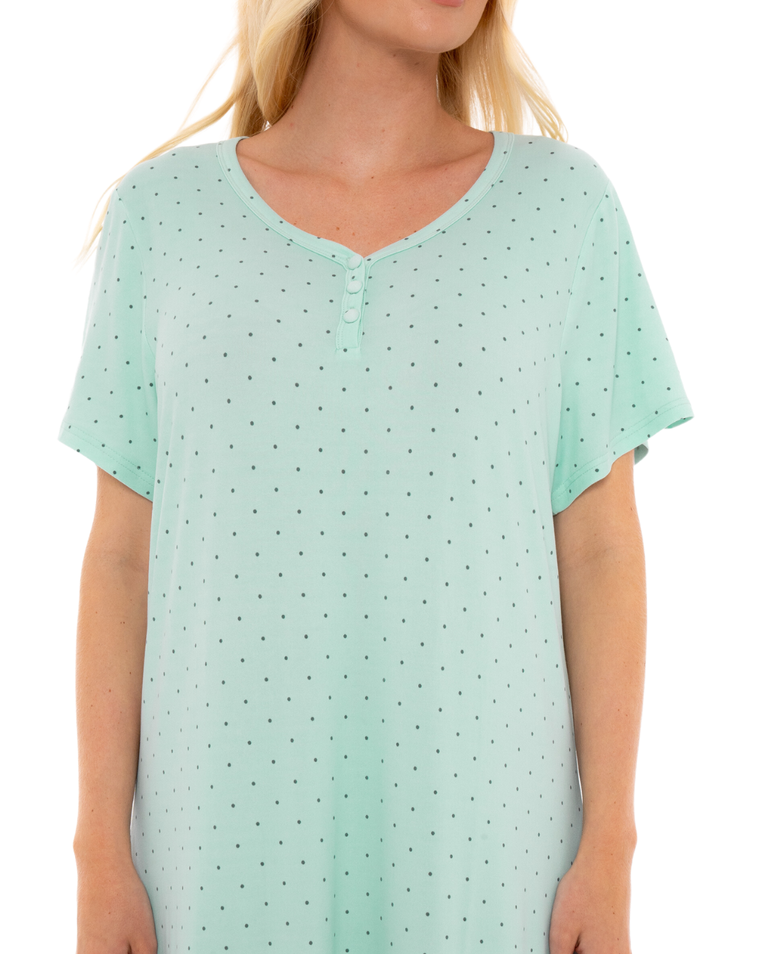 Luxury Soft Touch Longer Length Jersey Spot Nightdress up to Larger Sizes