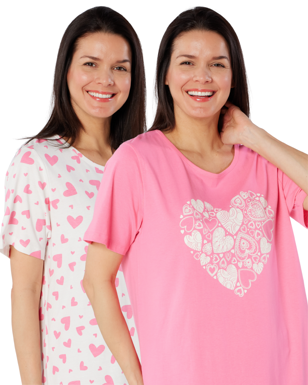 Pack of 2 Heart 100% Cotton Nightshirts (34B2123)