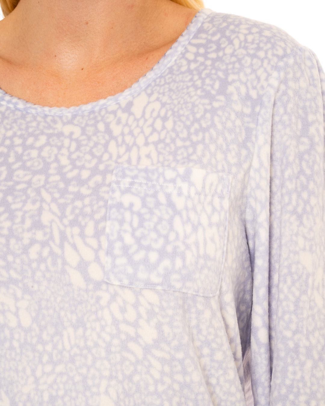 Animal Print Long Sleeved Polished Fleece Nightshirts