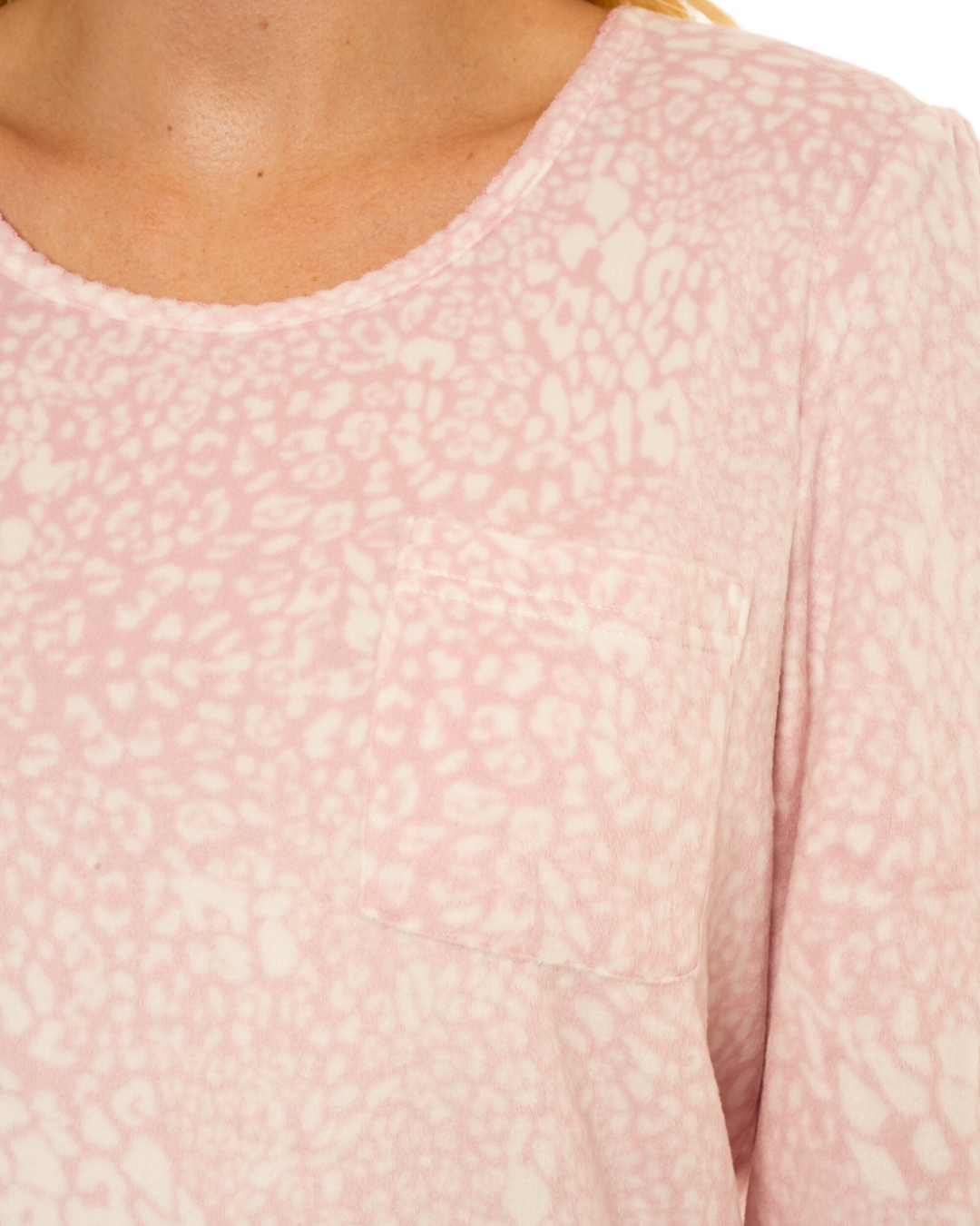 Animal Print Long Sleeved Polished Fleece Nightshirts