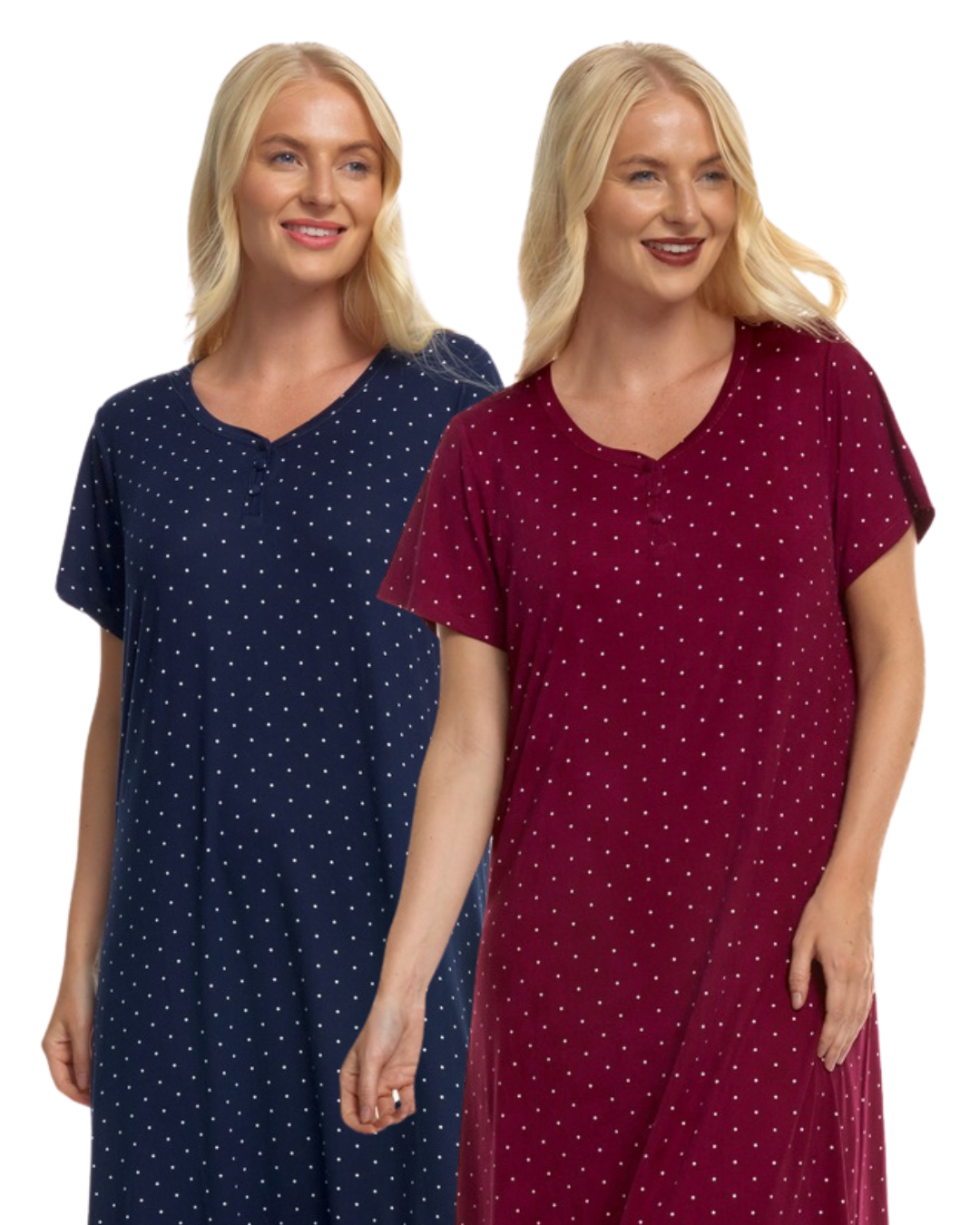 Luxury Soft Touch Longer Length Jersey Spot Nightdress up to Larger Sizes