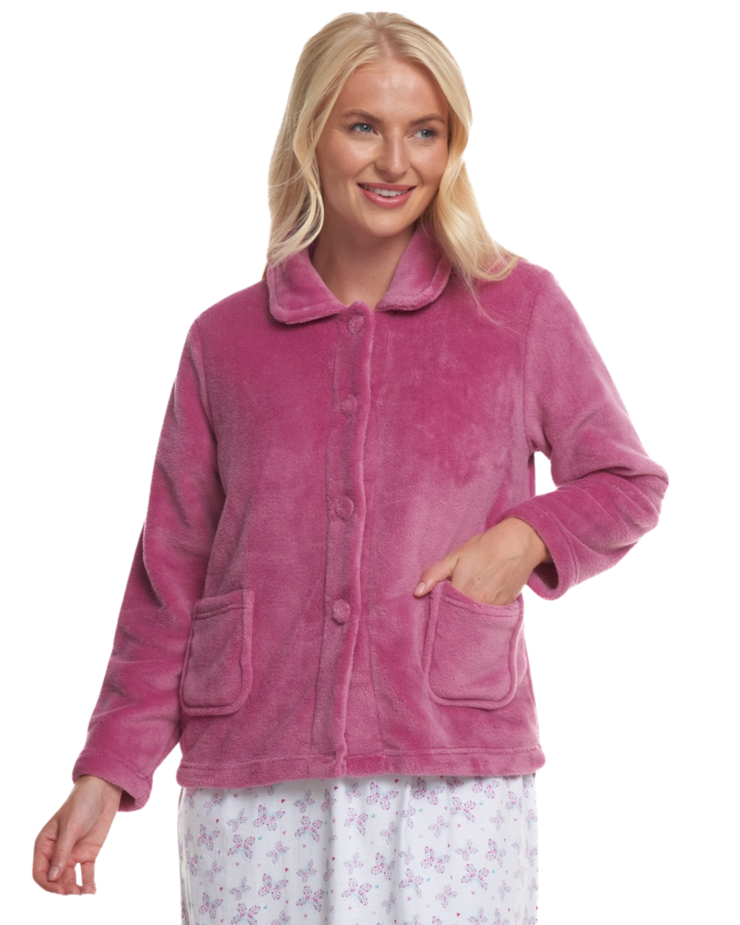 *NEW* Luxury Coral Fleece Button Bed Jacket
