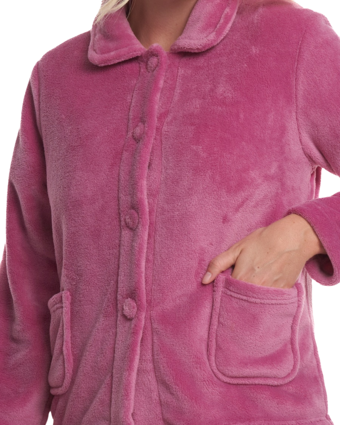 *NEW* Luxury Coral Fleece Button Bed Jacket