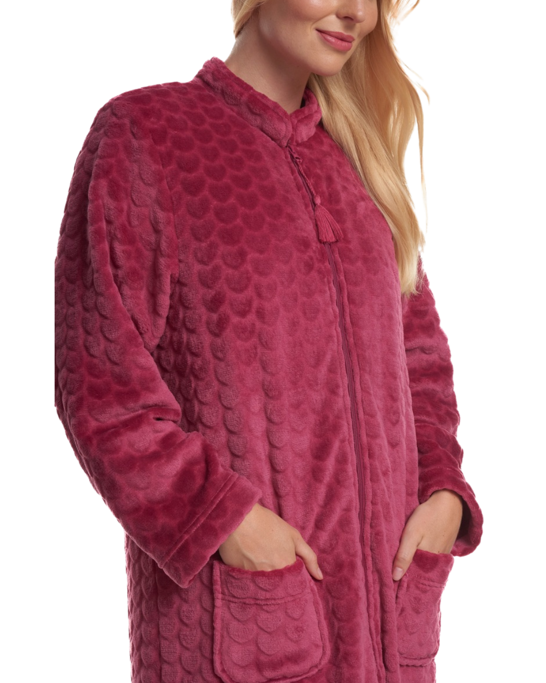 Luxury Embossed Fleece Zip Dressing Gown