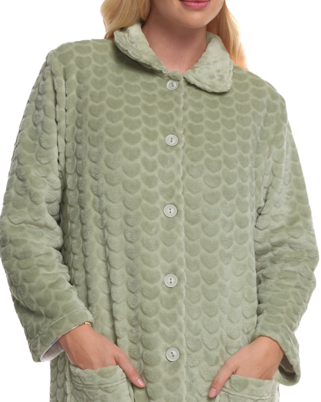 Luxury Embossed Fleece Button Up Dressing Gown