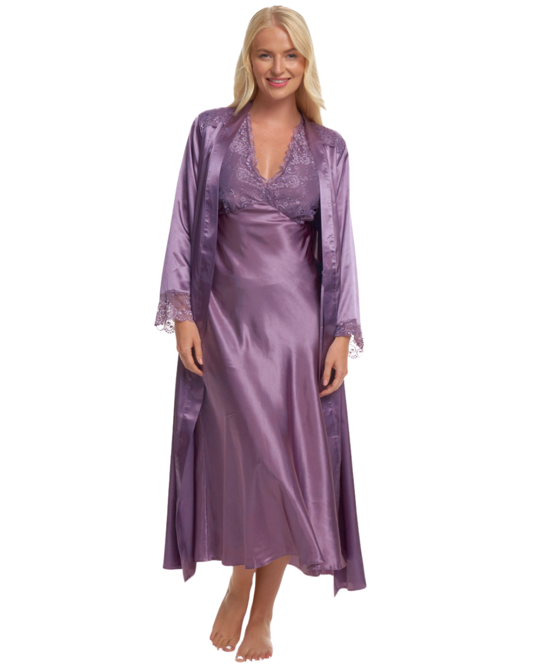 Satin & Lace Wrap Robe