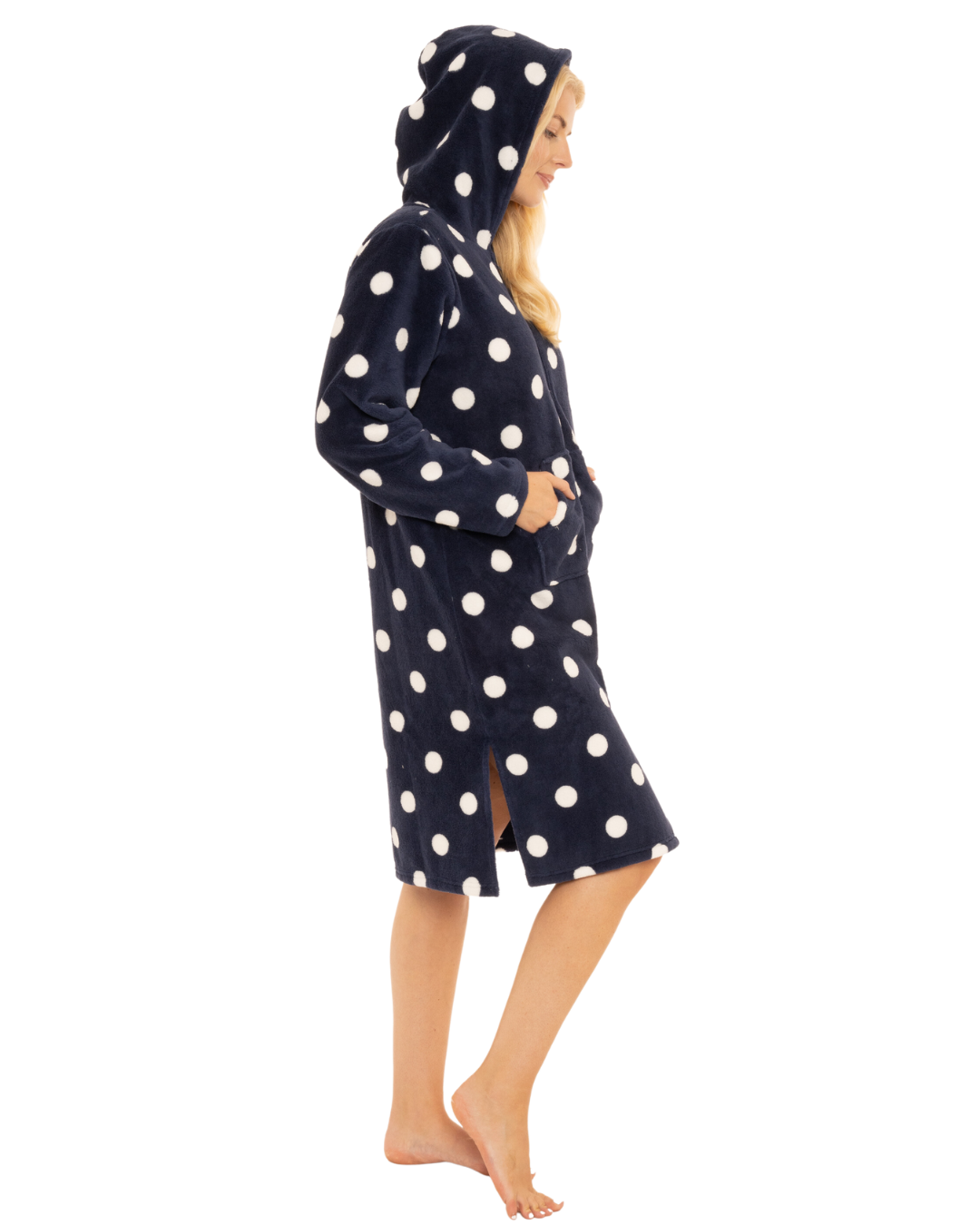Navy Spot Fleece Full Zip Lounger