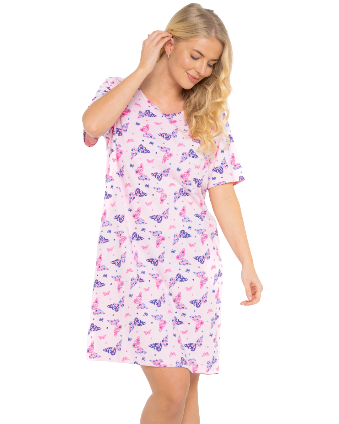 Pack of 2 Navy Sumer Heart 100% Cotton Nightshirts
