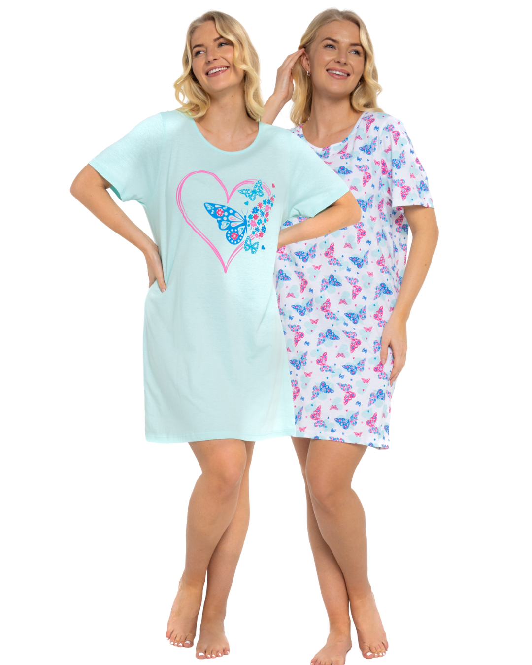 Pack of 2 Turquoise Sumer Heart 100% Cotton Nightshirts
