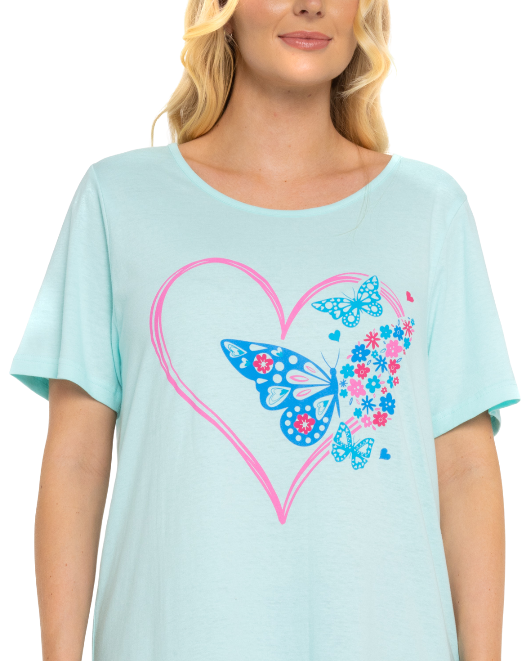 Pack of 2 Turquoise Sumer Heart 100% Cotton Nightshirts