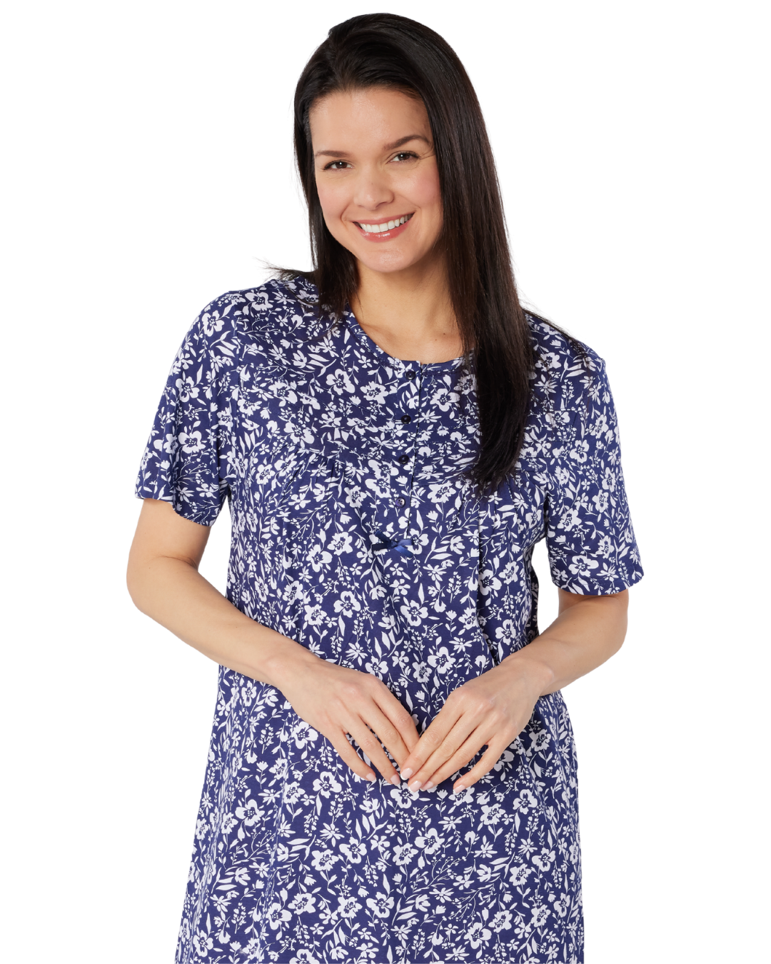 Summer Meadow Print 100% Cotton Jersey Short Sleeve Nightdress (NW200226/7)