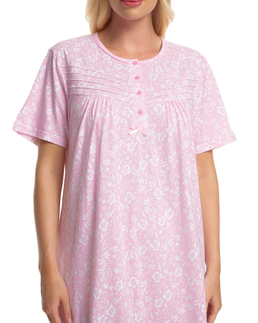 Summer Meadow Print 100% Cotton Jersey Short Sleeve Nightdress (NW200226/7)
