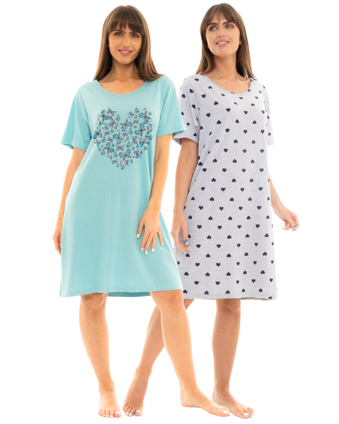 Pack of 2 Duck Egg Butterfly 100% Cotton Nightshirts
