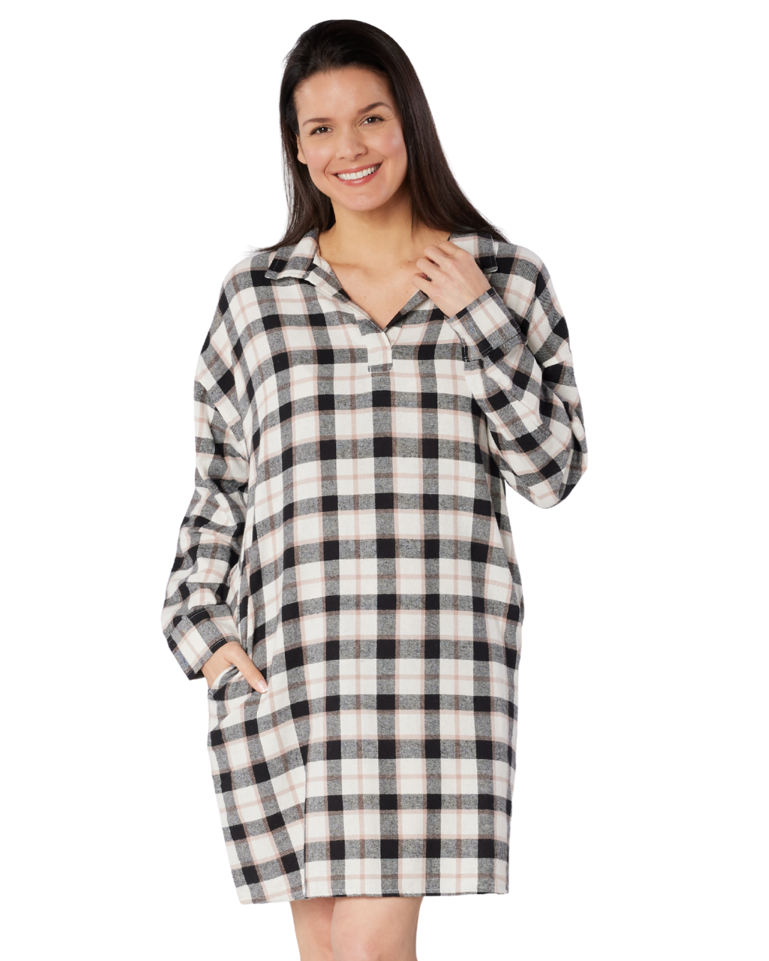Black Check Brushed Cotton Store Group Nightshirt