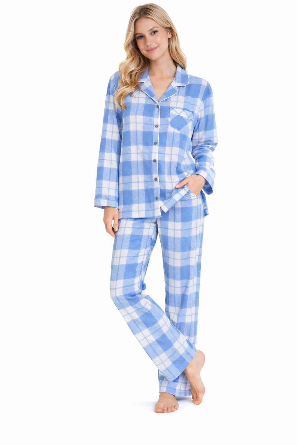 M&S Ladies Woven Y/D Check Pyjama - Pack of 12