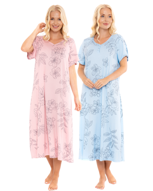 Long Plus Size Luxury Soft Touch Jersey Floral Nightshirt