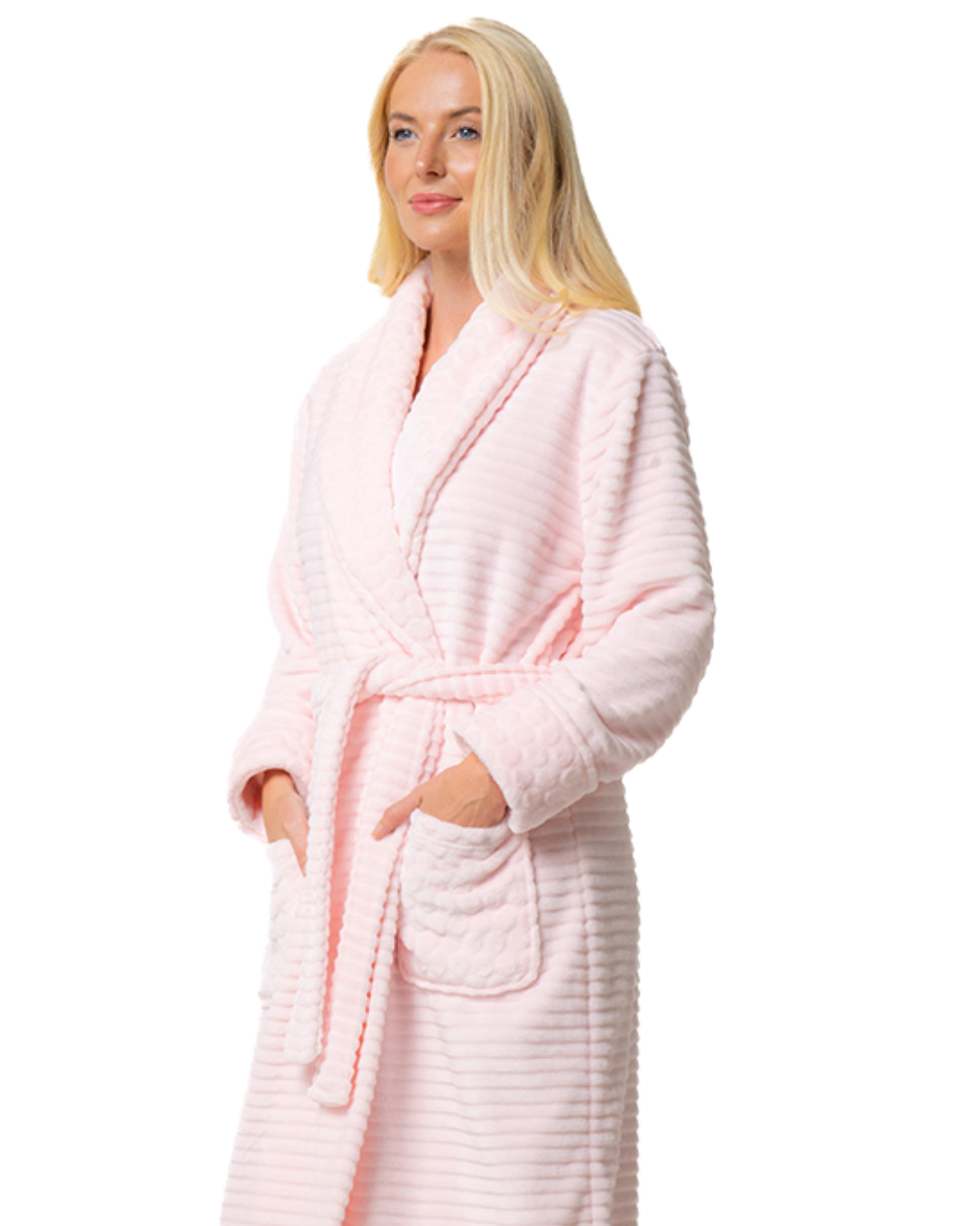 Luxury Soft Pink Shawl Collar Robe (34B2170)
