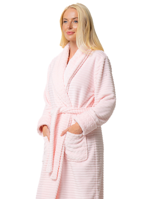 Luxury Soft Pink Shawl Collar Robe (34B2170)