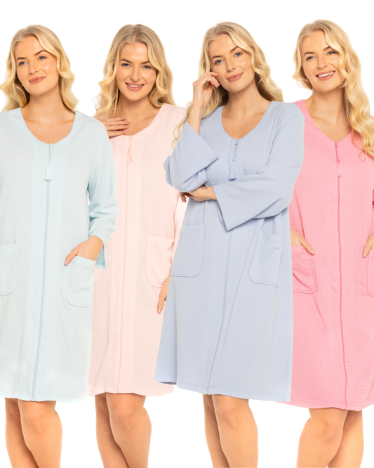 Waffle Zip Dressing Gown