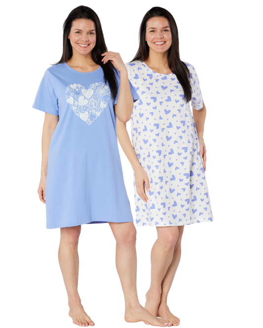 Pack of 2 Heart 100% Cotton Nightshirts (34B2123)