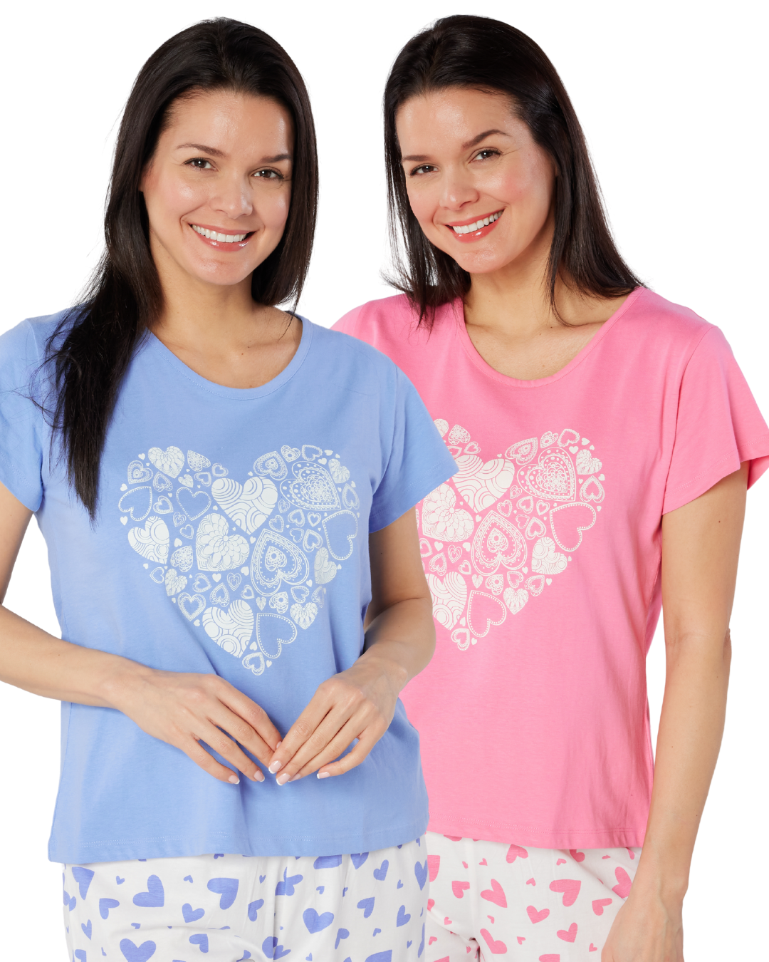 Women's Heart Design 100% Cotton Short Sleeve Cropped Leg Pyjamas
