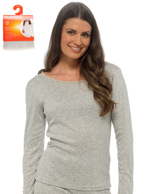 Womens Pointelle Long Sleeve Thermal Vest