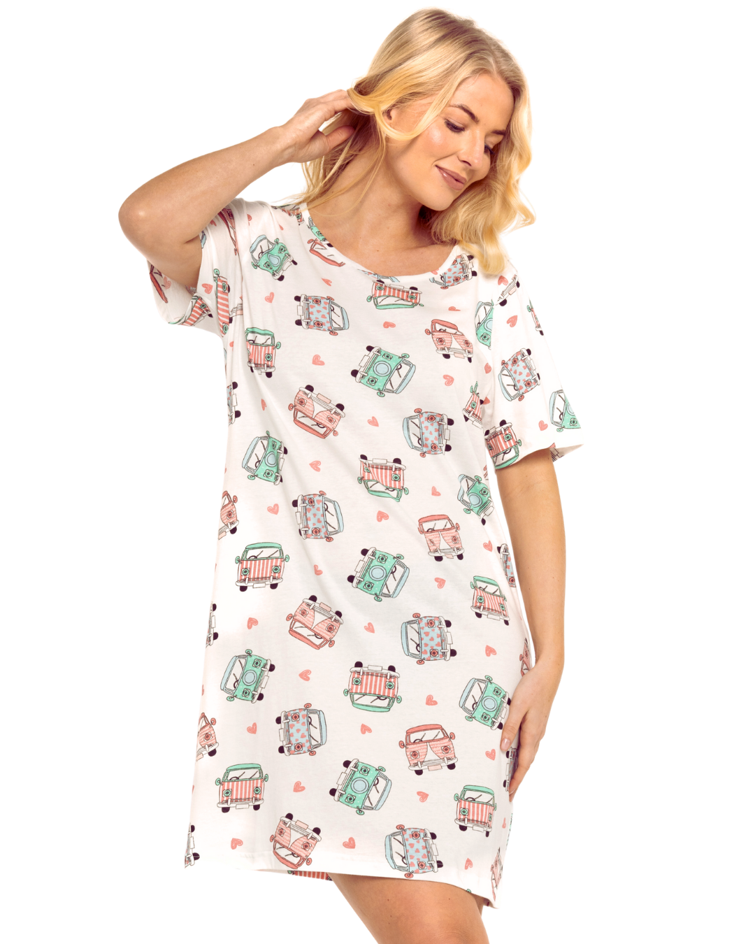 Pack of 2 Coral Campervan 100% Cotton Nightshirts