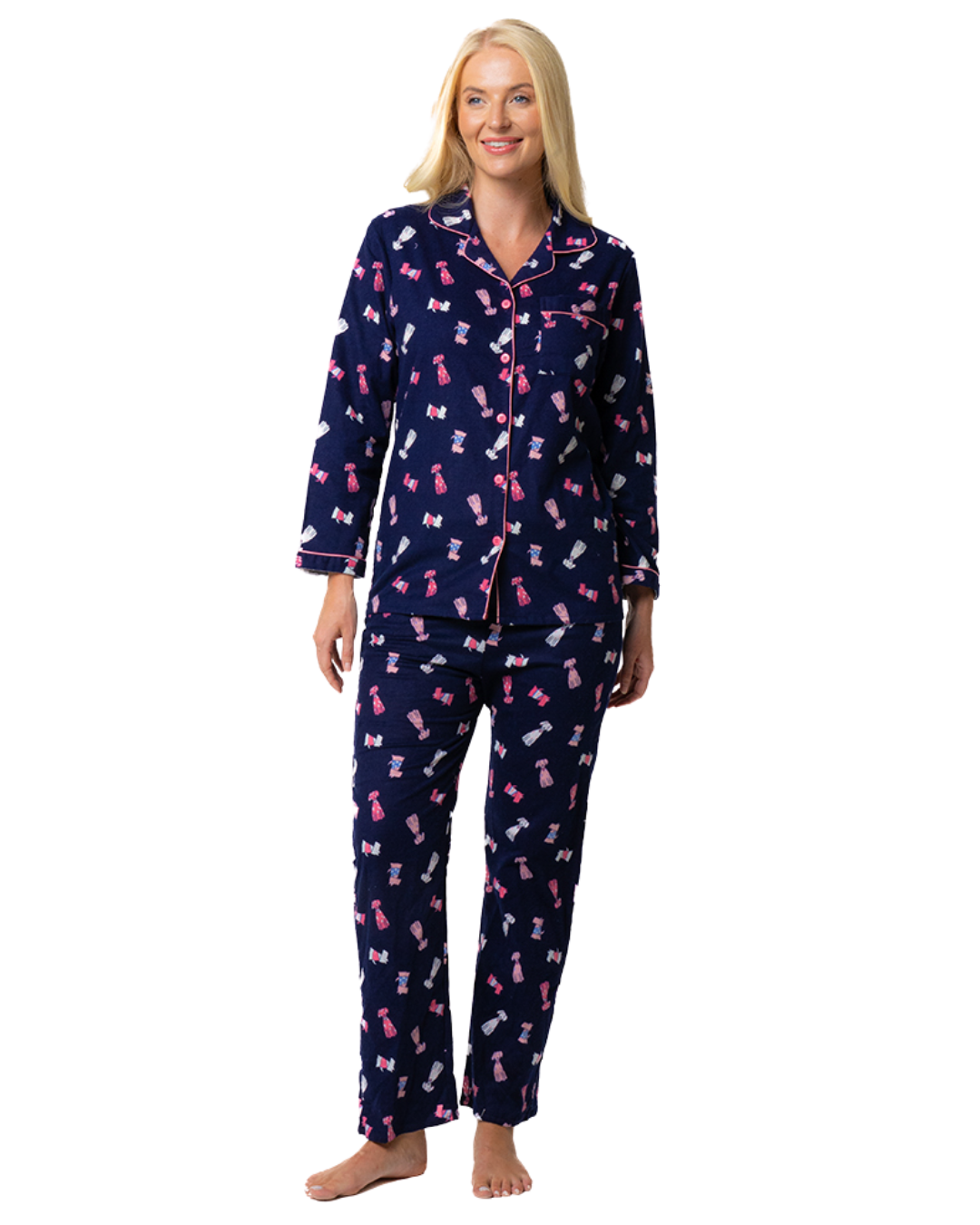Cute Puppy Print Wincy Pyjamas (IN45756)