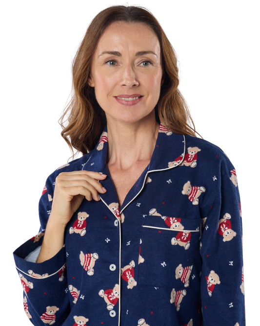 Teddy Bear Print 100% Brushed Cotton Wincy Pyjama (IN48989)