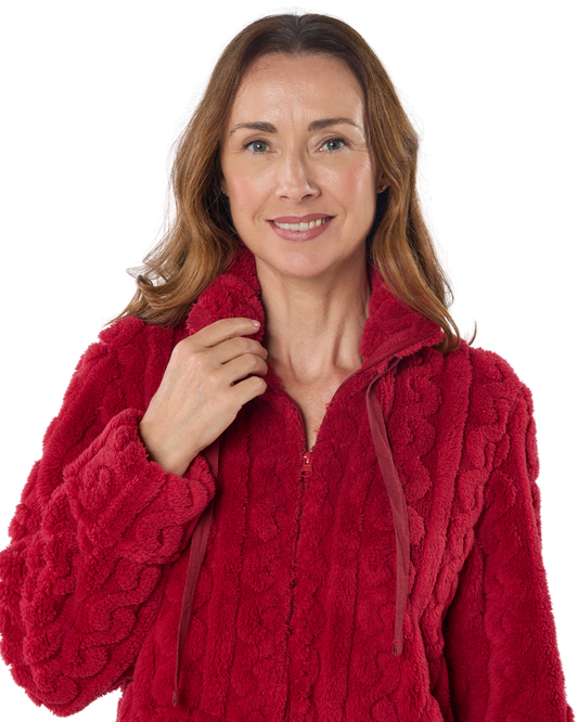 Women's Cable Knit Fleece Zip Dressing Gown (IN50055)