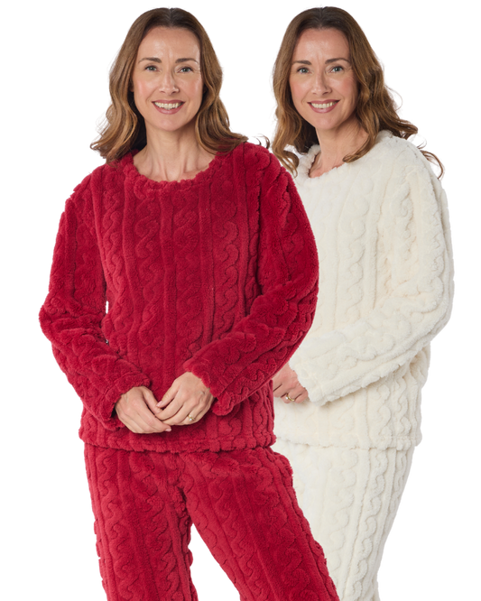 Women's Cable Knit Fleece Pyjamas (IN50056)