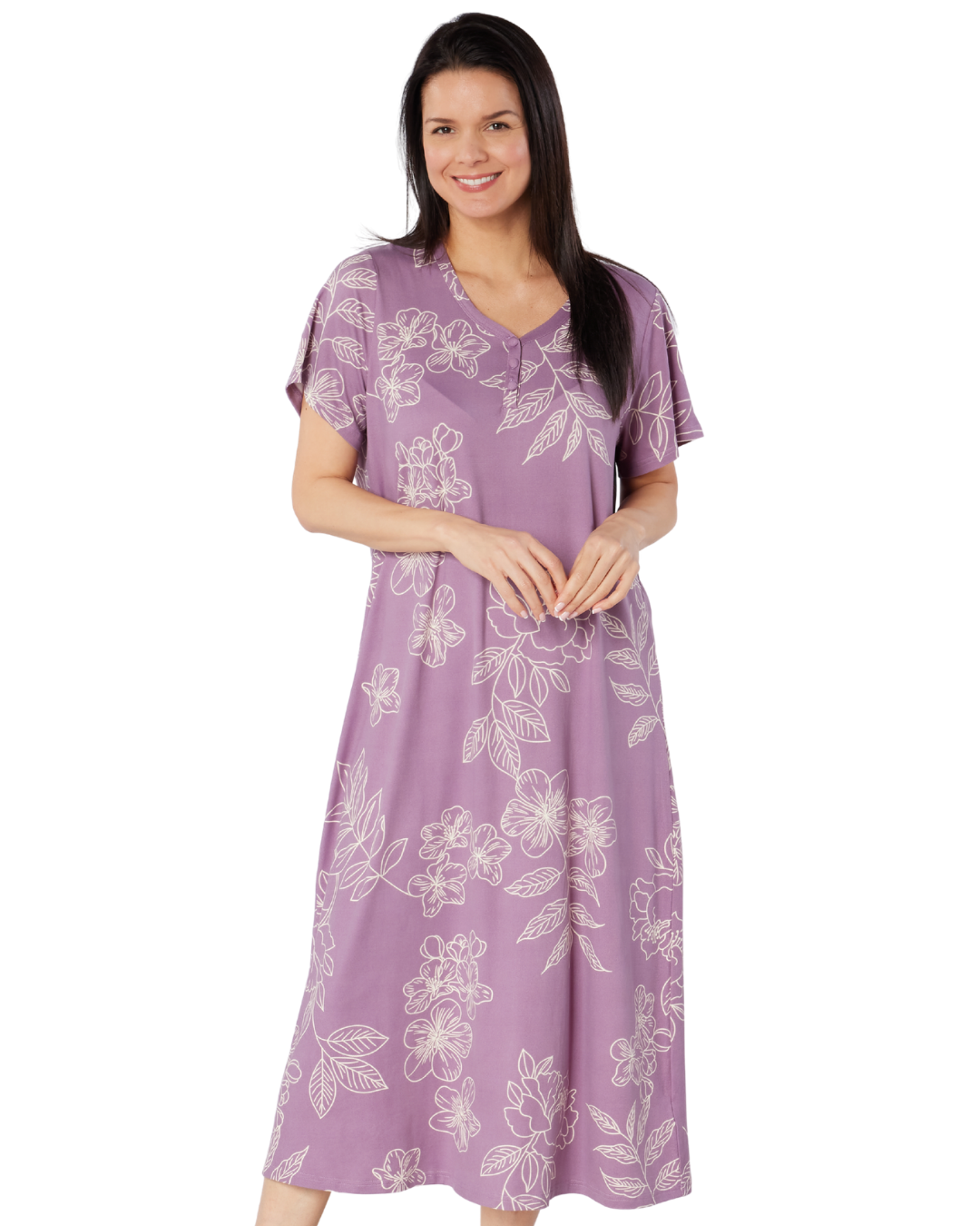 Long Plus Size Luxury Soft Touch Jersey Floral Nightshirt