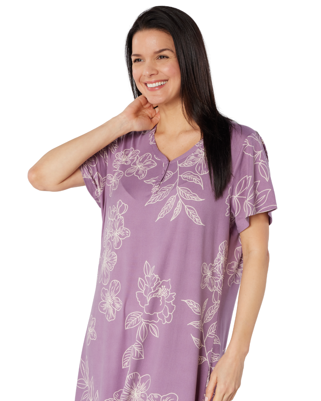 Long Plus Size Luxury Soft Touch Jersey Floral Nightshirt