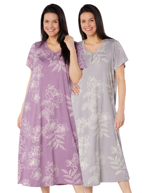 Long Plus Size Luxury Soft Touch Jersey Floral Nightshirt