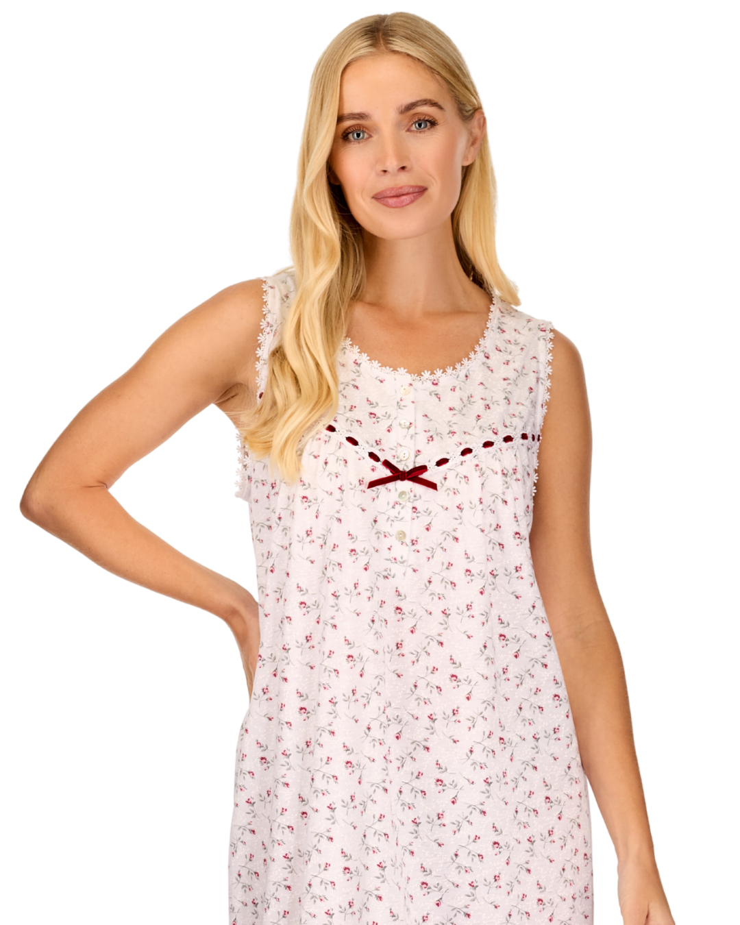 Womens Velvet Rose Cotton Rich Jersey Sleeveless Nightdress (LM23356)