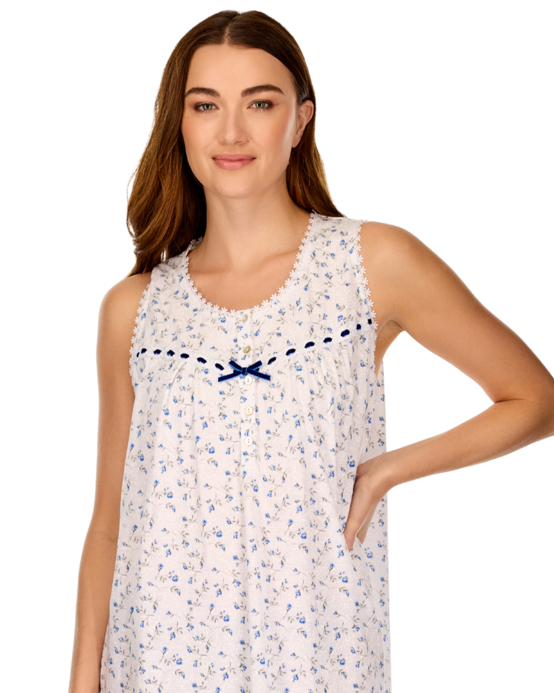 Womens Velvet Rose Cotton Rich Jersey Sleeveless Nightdress (LM23356)