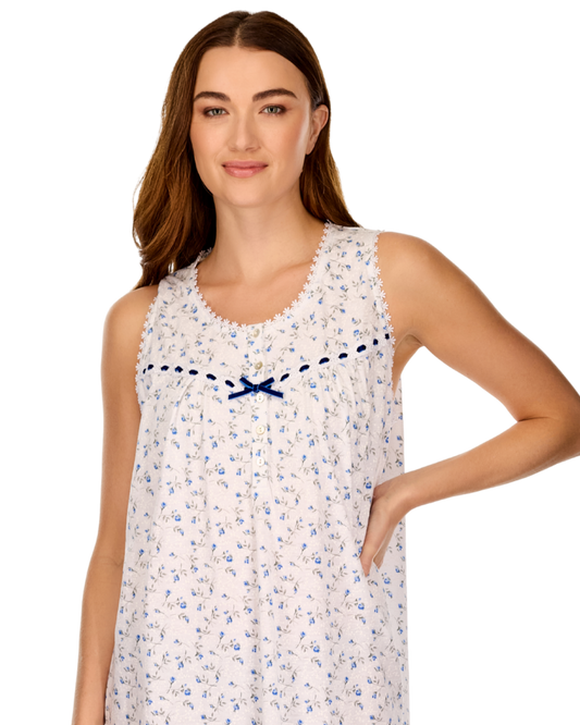 Womens Velvet Rose Cotton Rich Jersey Sleeveless Nightdress (LM23356)