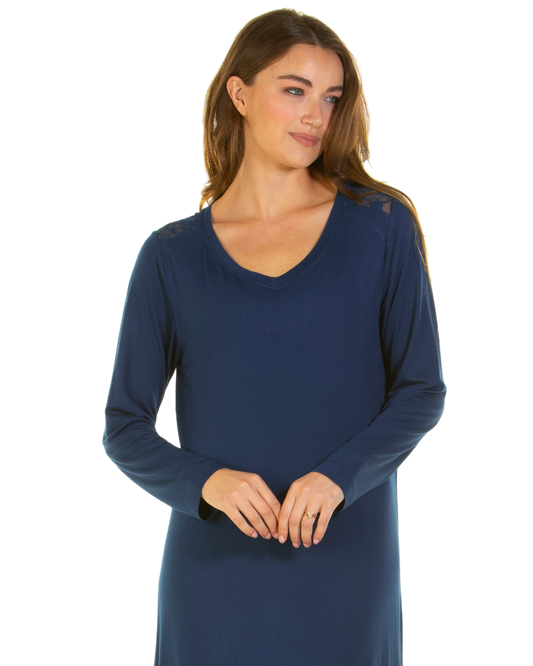 Luxury Bamboo Fabric Long Sleeve Nightdress