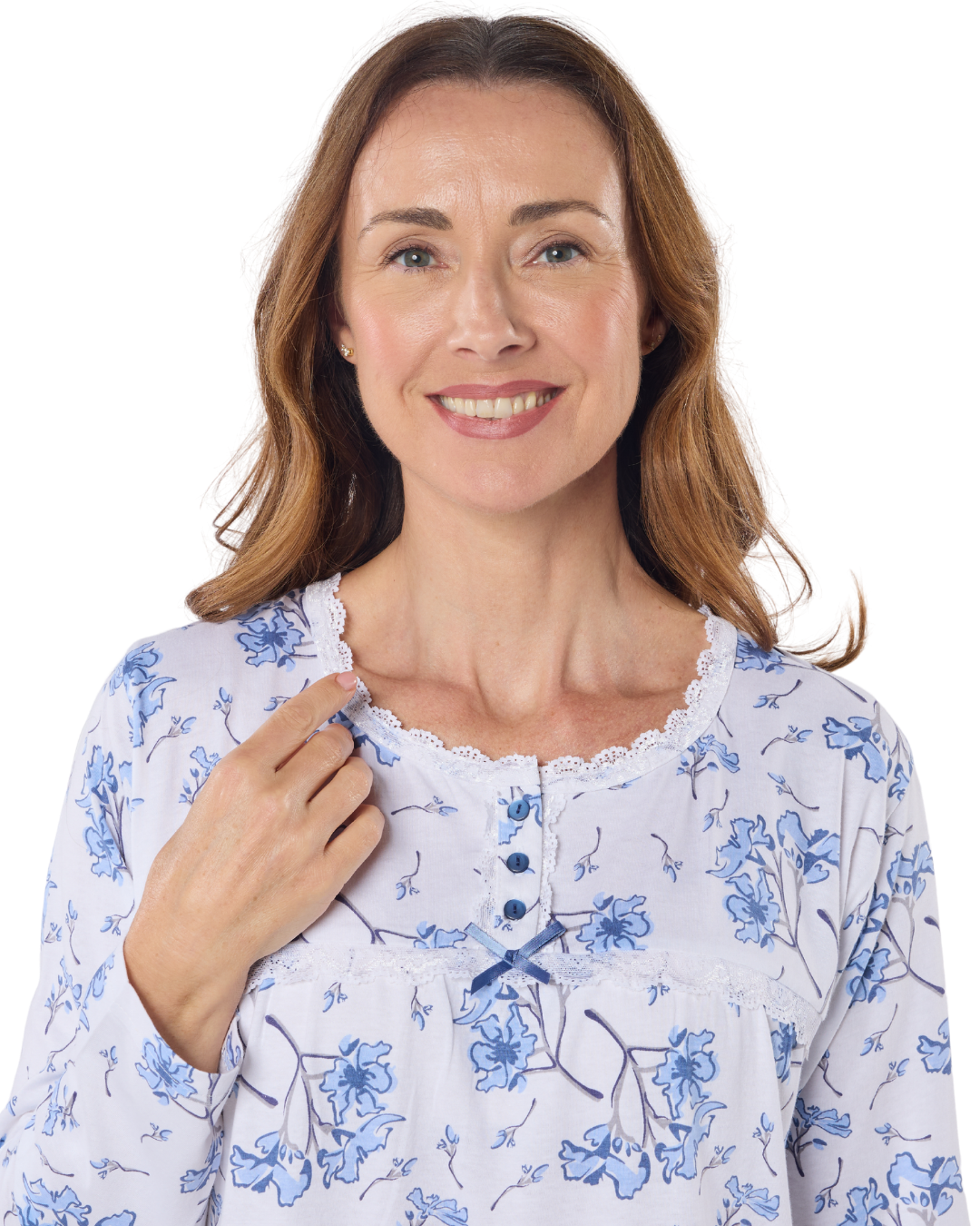 Larkspur  40" Long Sleeve 100% Cotton Nightdress (LN654/5)