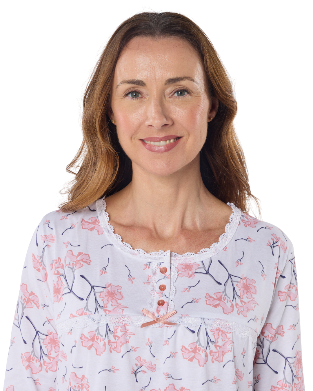 Larkspur  40" Long Sleeve 100% Cotton Nightdress (LN654/5)