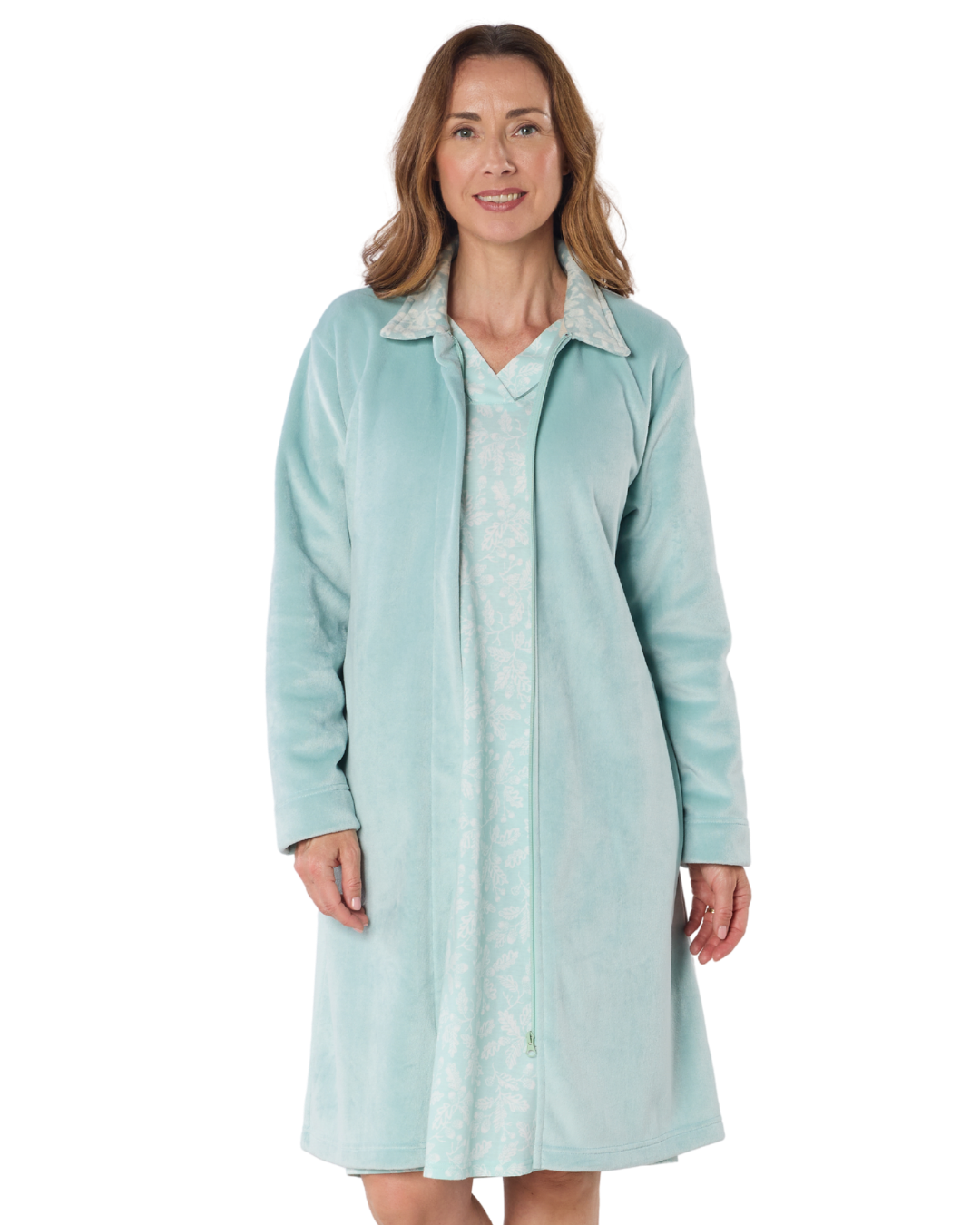 Oak Glade Velour Fleece Zip Dressing Gown (MA50043)