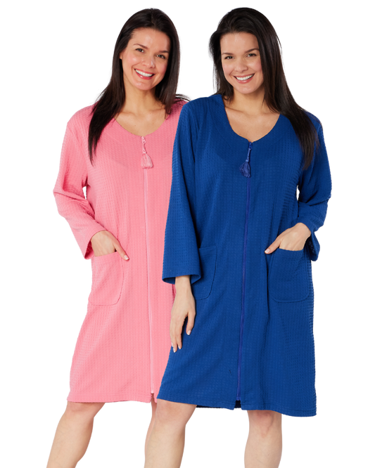 Waffle Zip Dressing Gown (MK33215)