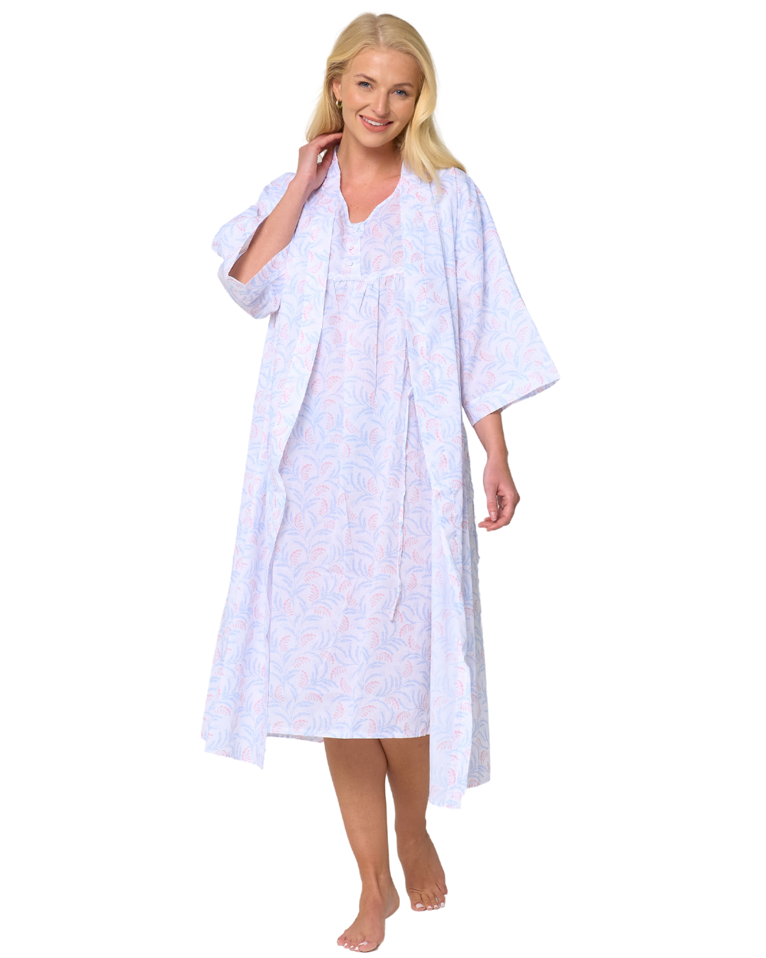 Leaf Print Wrap Dressing Gown