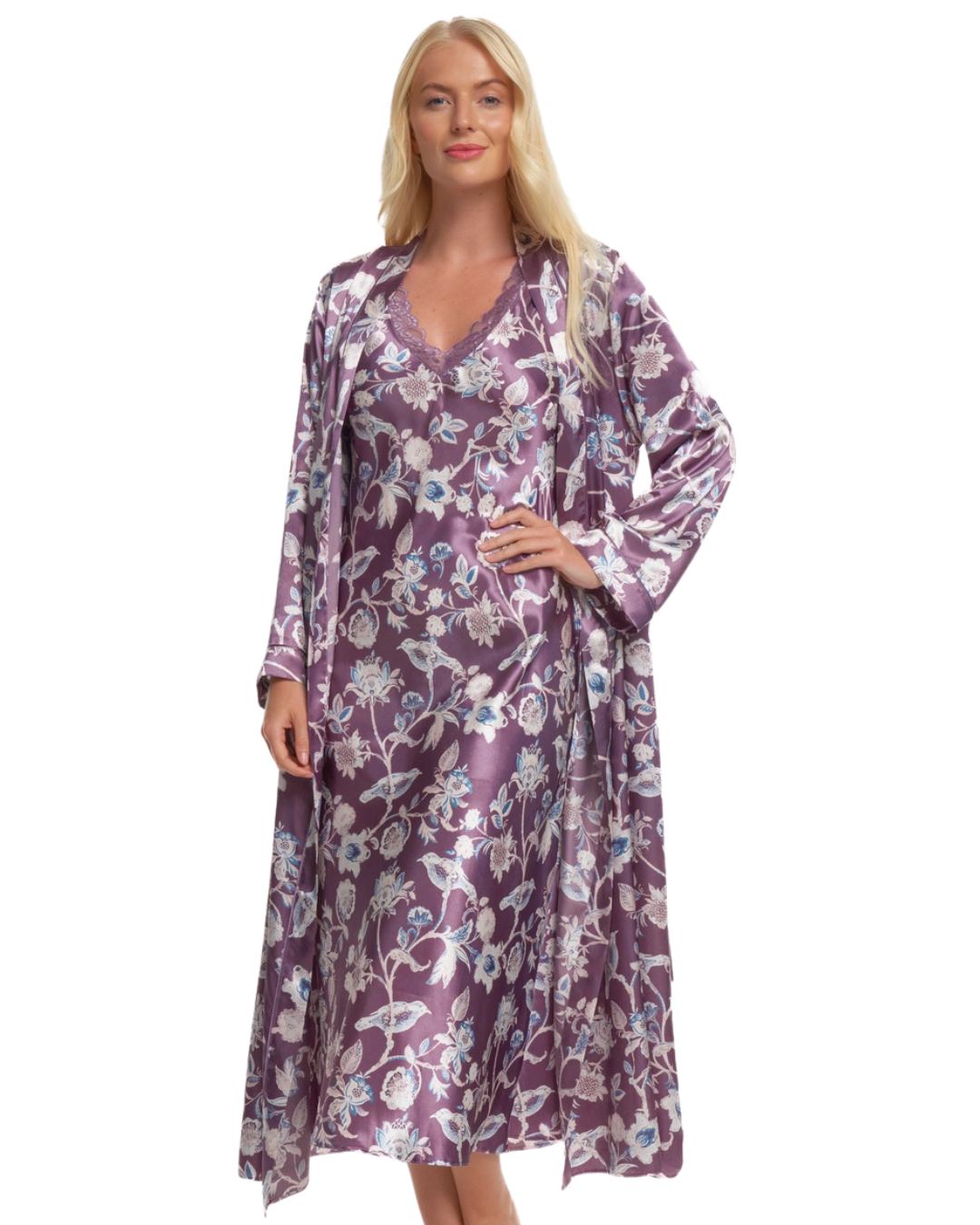 Satin Printed Wrap Robe (MK43721)