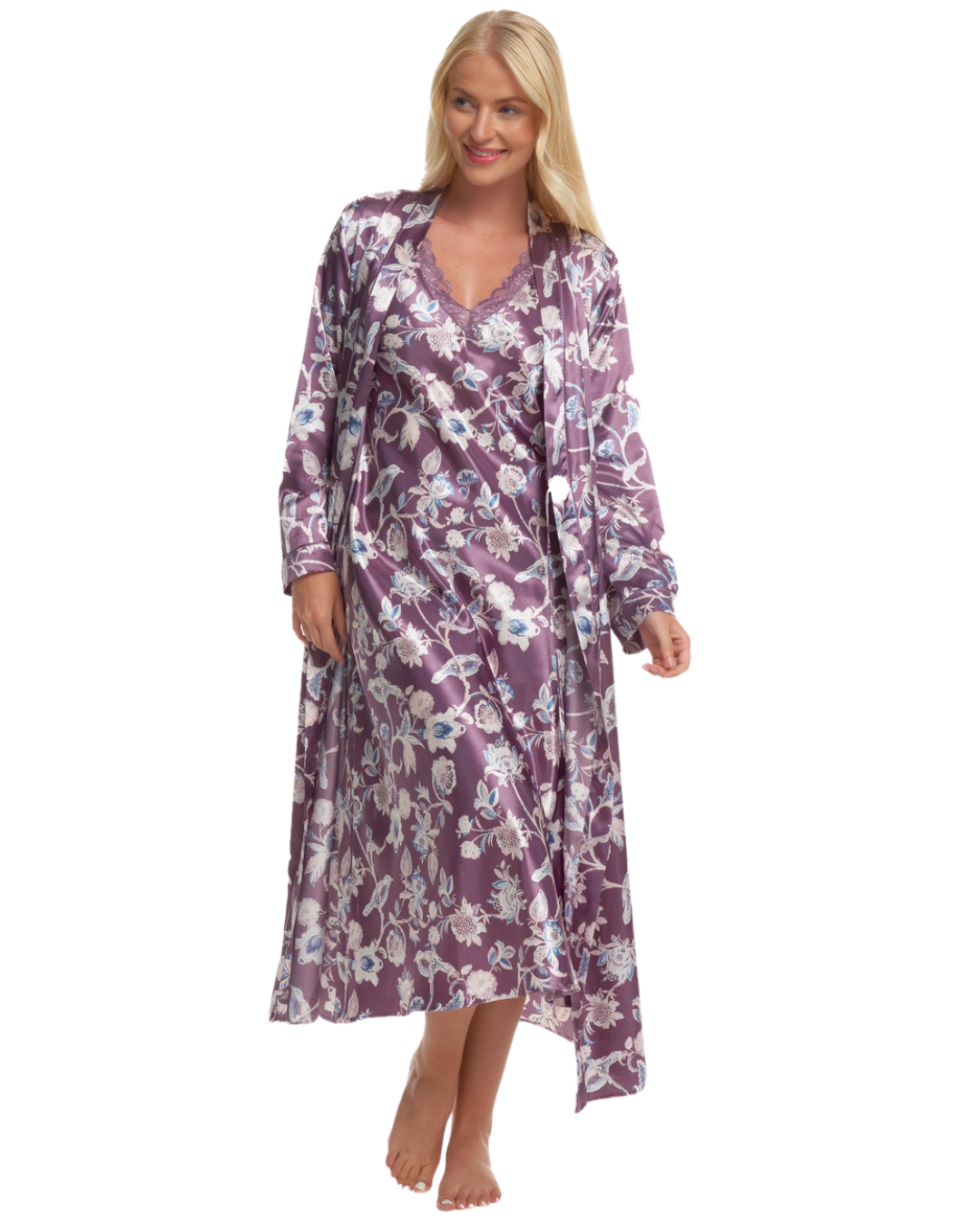 Satin Printed Wrap Robe (MK43721)