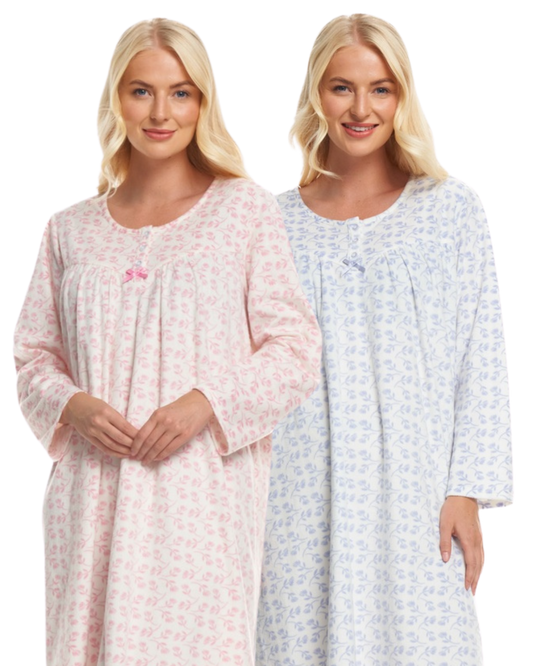 Long Sleeved Floral Fleece Nightdress