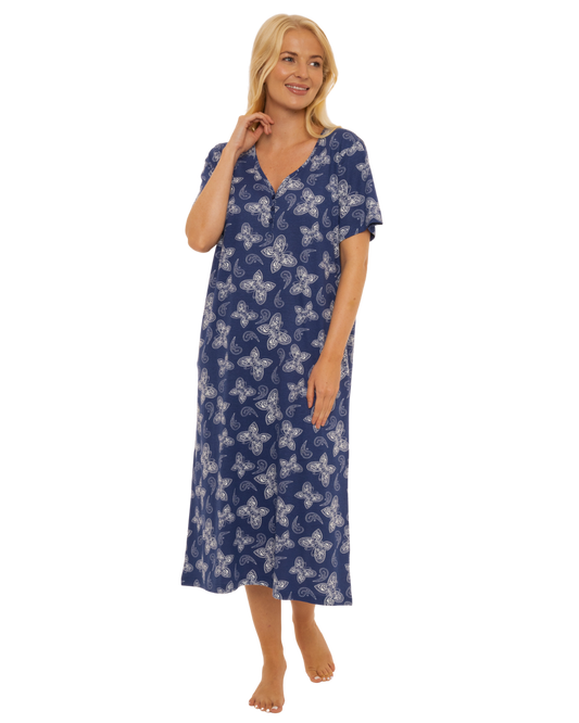 Navy Butterfly 100% Cotton Plus Size Nightdress